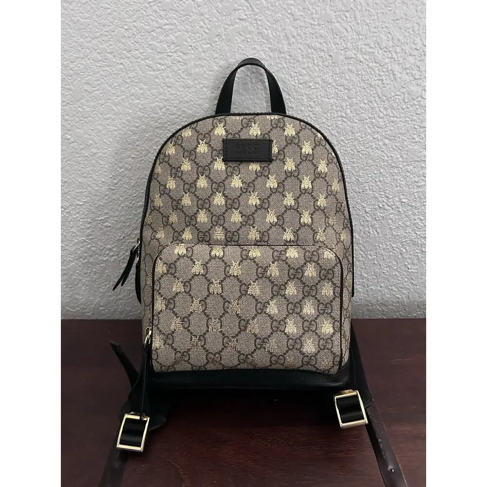 AUTHENTIC GUCCI GG SUPREME MONOGRAM BEES PRINT SMALL BACKPACK 427042